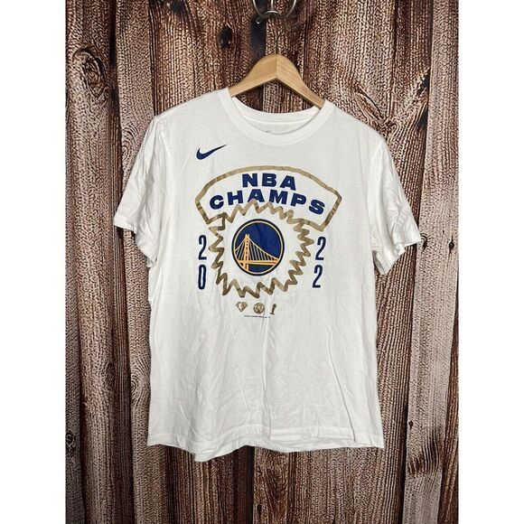 Nike Golden State Warriors Mens White Short Sleeve T-shirt 2022 Champions Large - Picture 1 of 3
